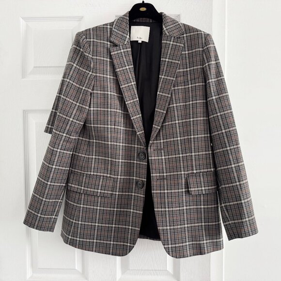 Tibi "Gabe" Checked Blazer w Cutout Elbows, size 8 - Picture 4 of 11